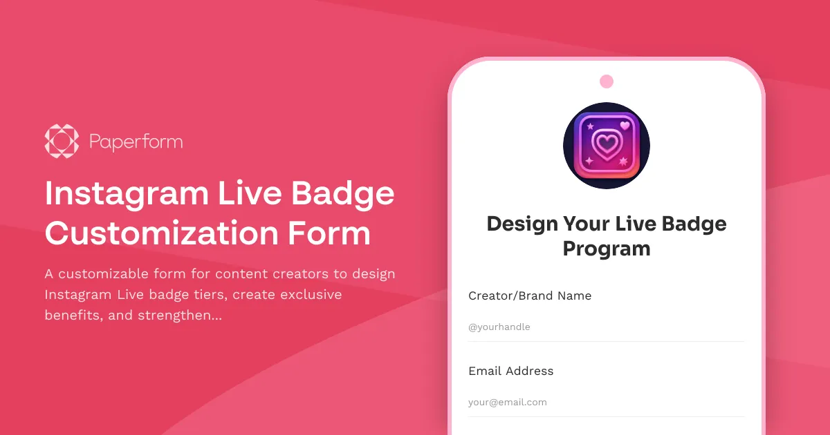 Instagram Live Badge Customization Form