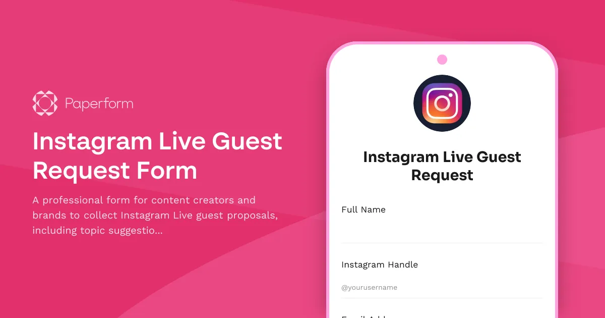 Instagram Live Guest Request Form