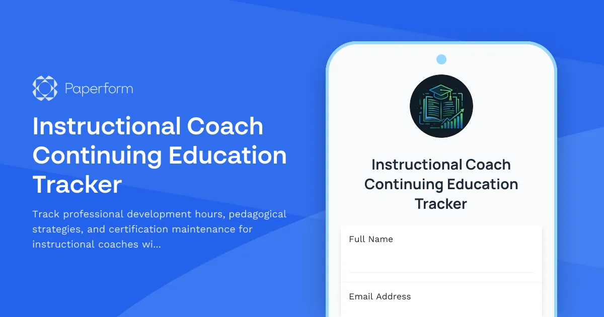 Instructional Coach Continuing Education Tracker