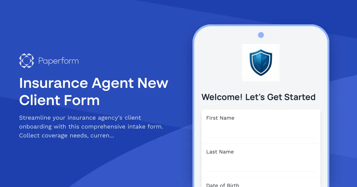Insurance Agent New Client Form