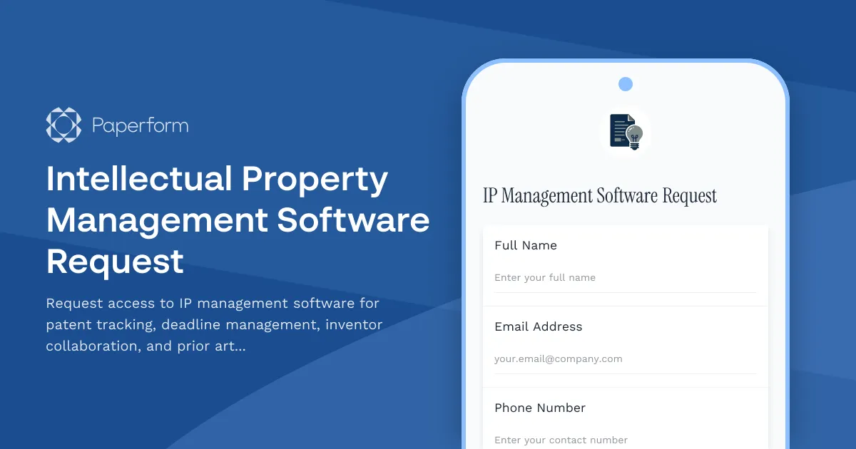 Intellectual Property Management Software Request