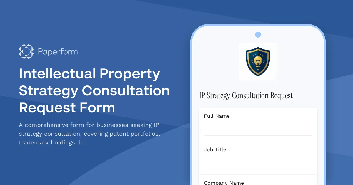 Intellectual Property Strategy Consultation Request Form
