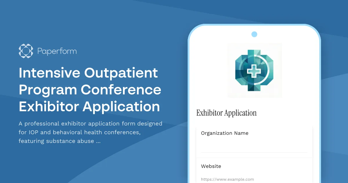 Intensive Outpatient Program Conference Exhibitor Application