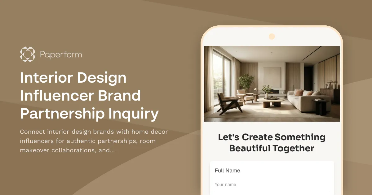 Interior Design Influencer Brand Partnership Inquiry