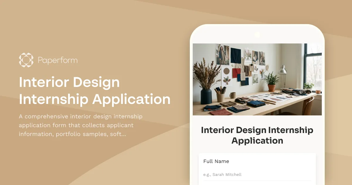Interior Design Internship Application