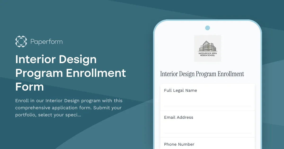 Interior Design Program Enrollment Form