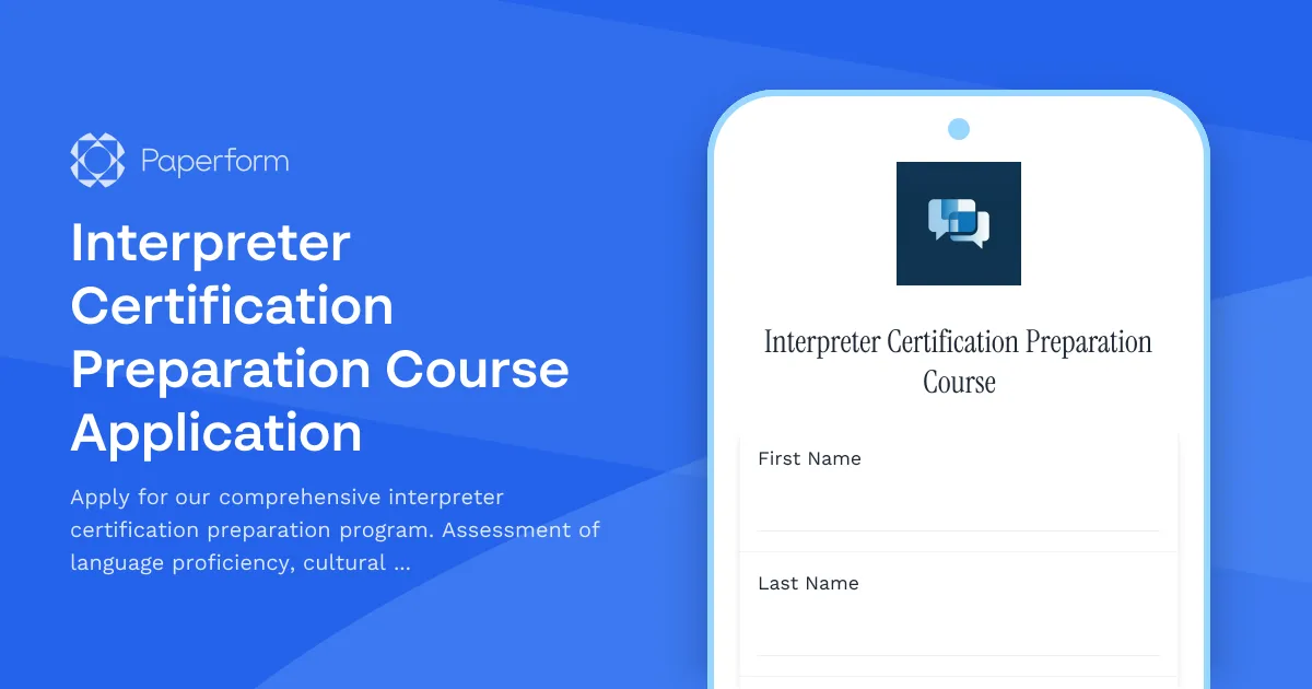 Interpreter Certification Preparation Course Application