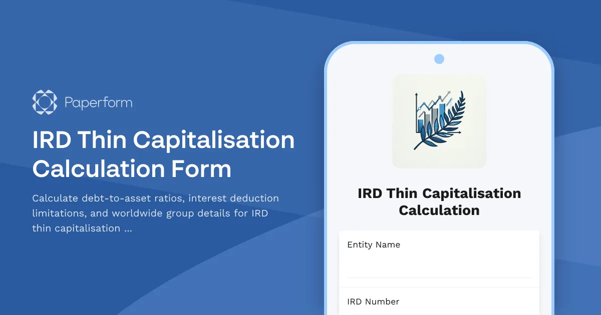 IRD Thin Capitalisation Calculation Form
