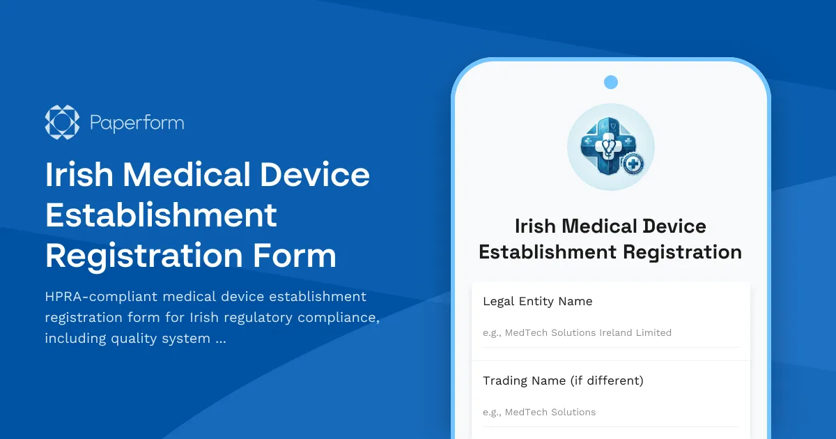 Irish Medical Device Establishment Registration Form