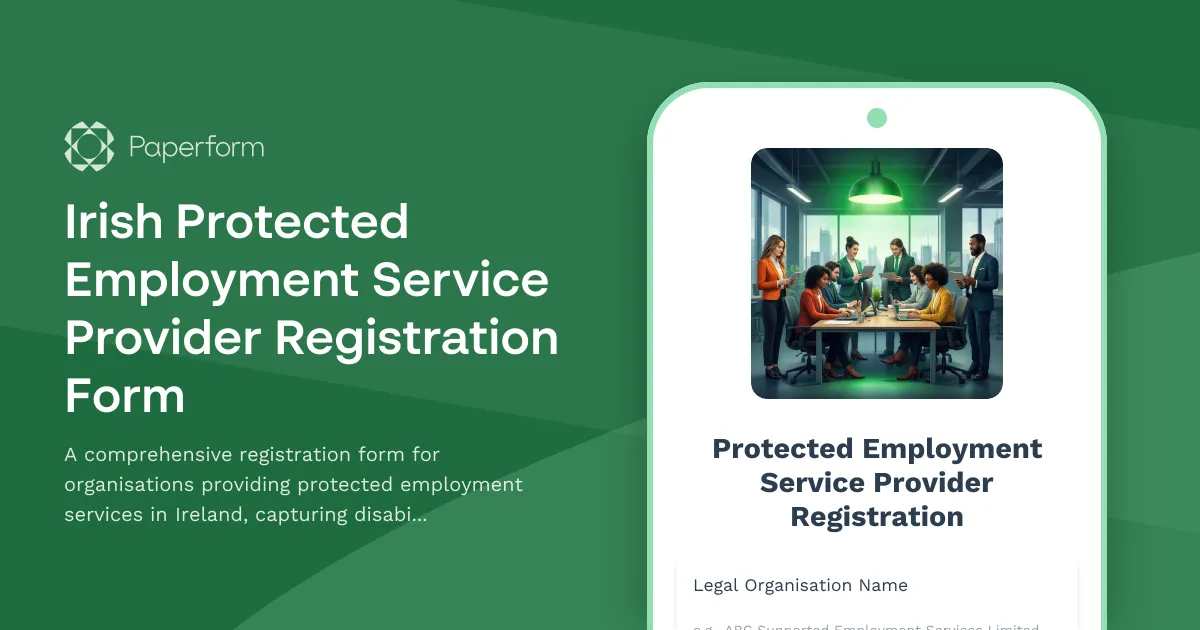 Irish Protected Employment Service Provider Registration Form