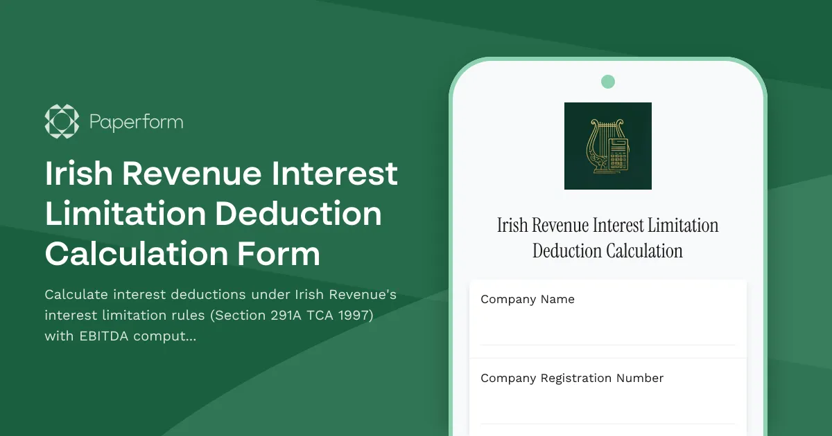Irish Revenue Interest Limitation Deduction Calculation Form