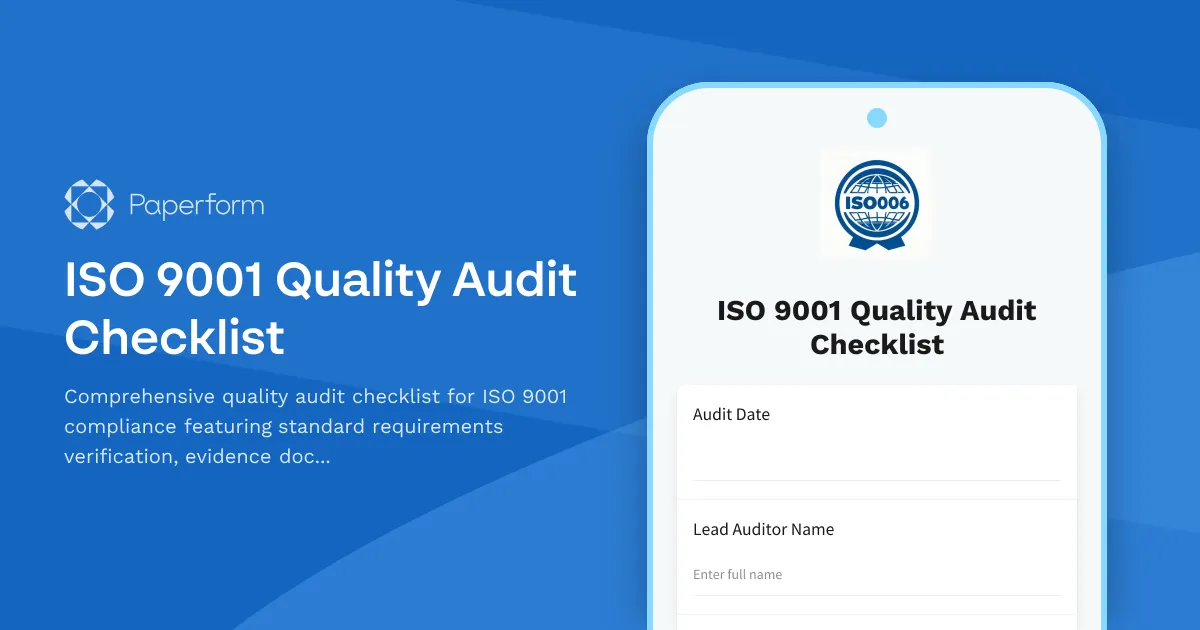 ISO 9001 Quality Audit Checklist