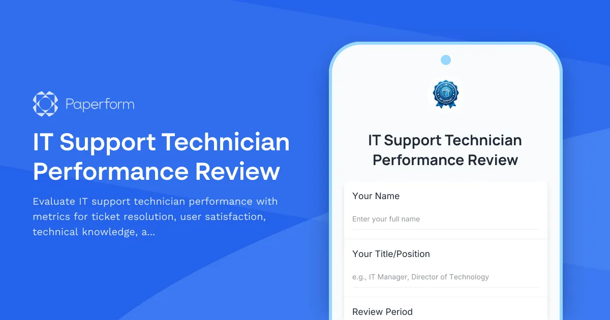 IT Support Technician Performance Review