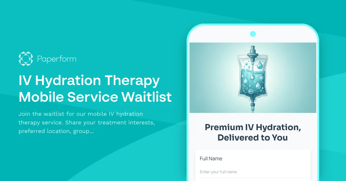 IV Hydration Therapy Mobile Service Waitlist