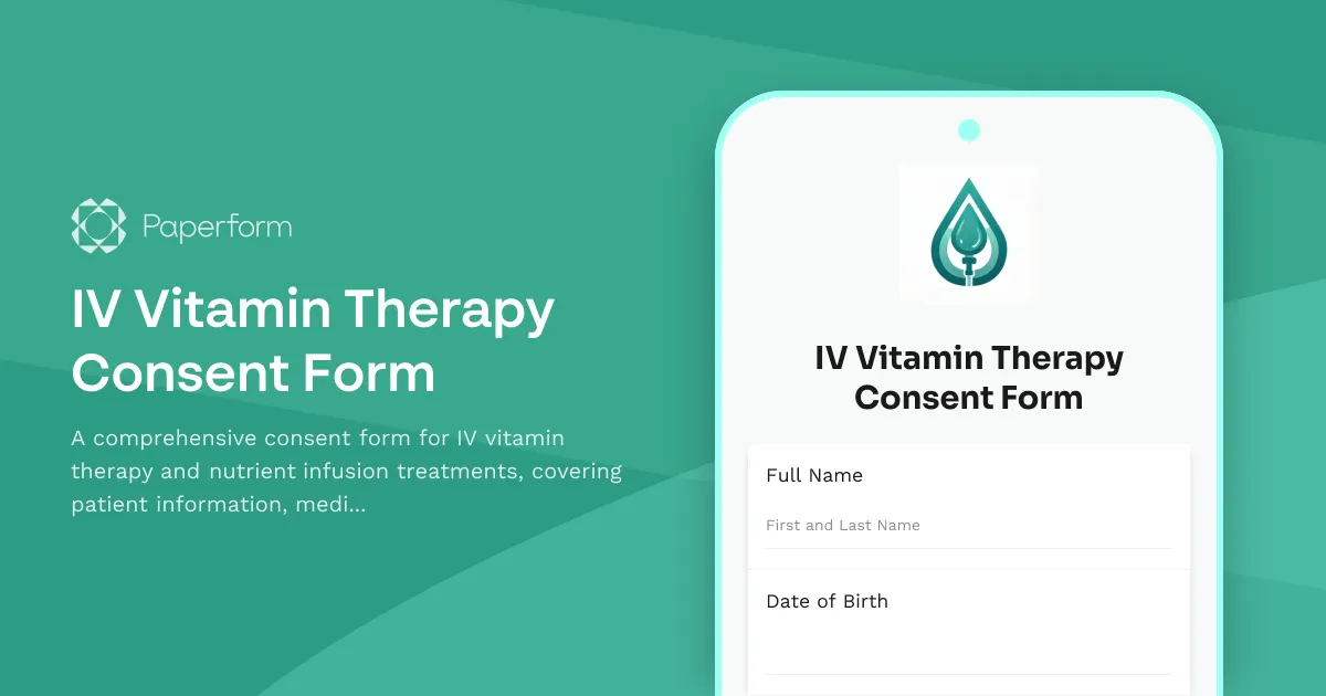 IV Vitamin Therapy Consent Form