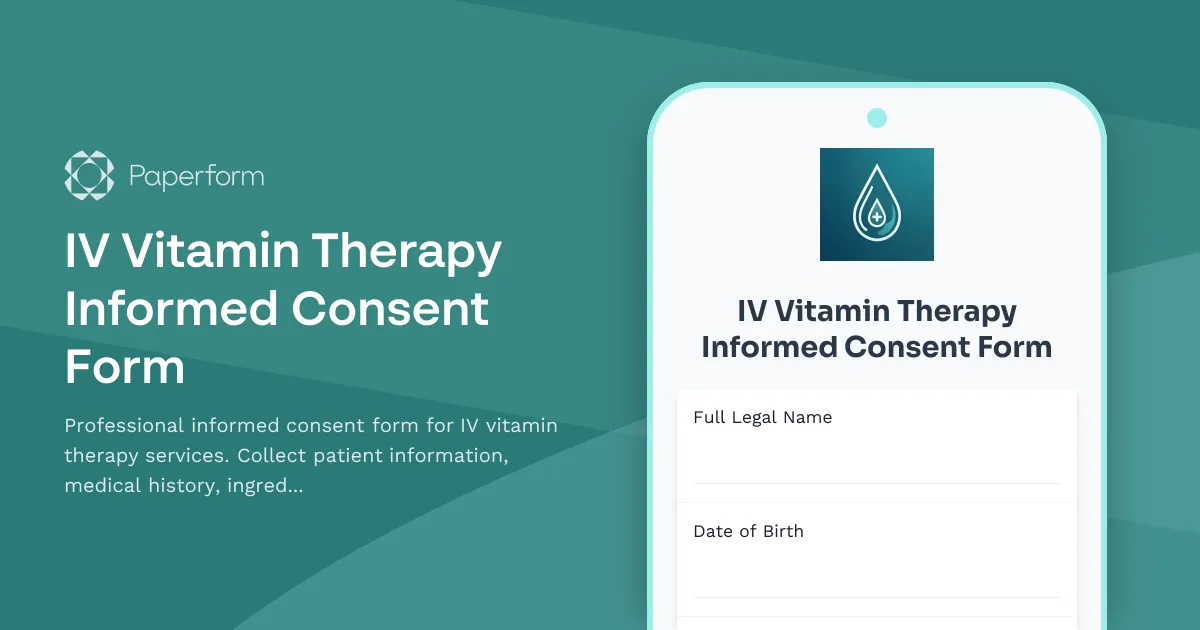 IV Vitamin Therapy Informed Consent Form