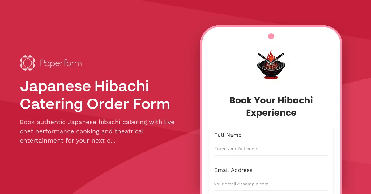 Japanese Hibachi Catering Order Form