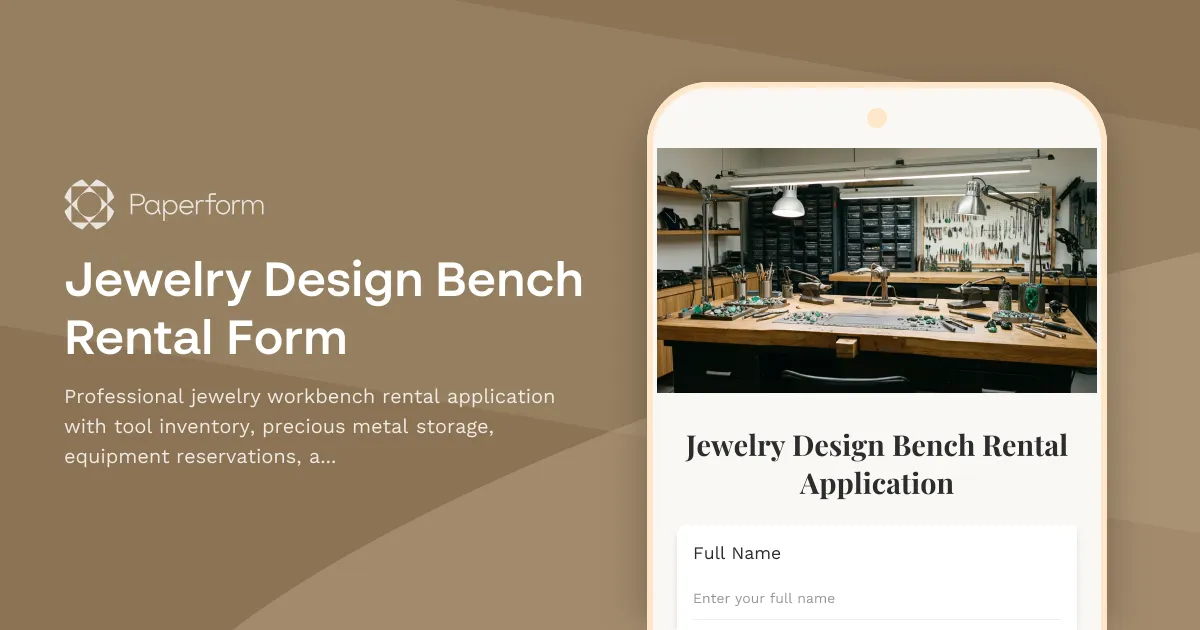 Jewelry Design Bench Rental Form