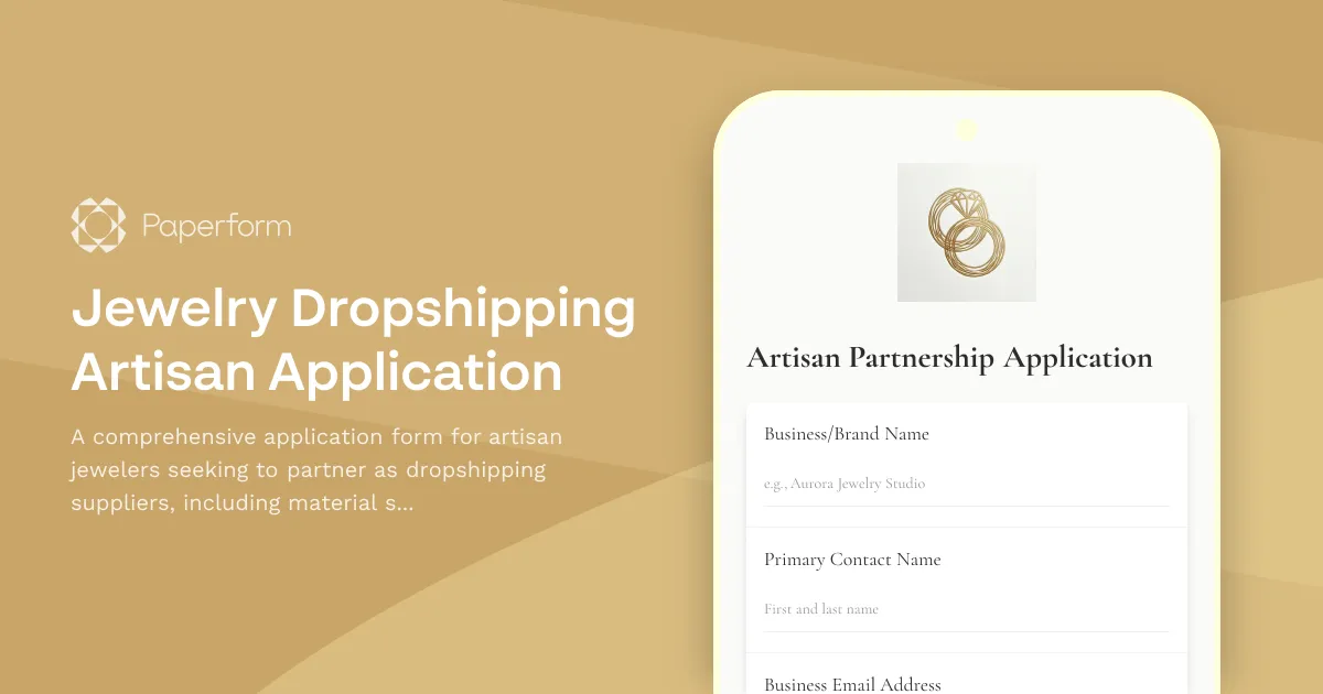 Jewelry Dropshipping Artisan Application