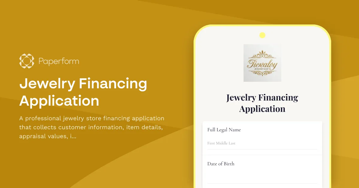 Jewelry Financing Application