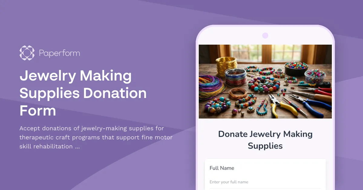 Jewelry Making Supplies Donation Form