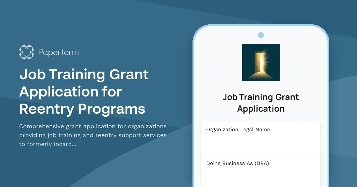 Job Training Grant Application for Reentry Programs