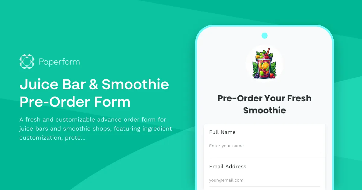 Juice Bar & Smoothie Pre-Order Form