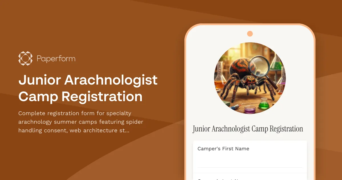 Junior Arachnologist Camp Registration