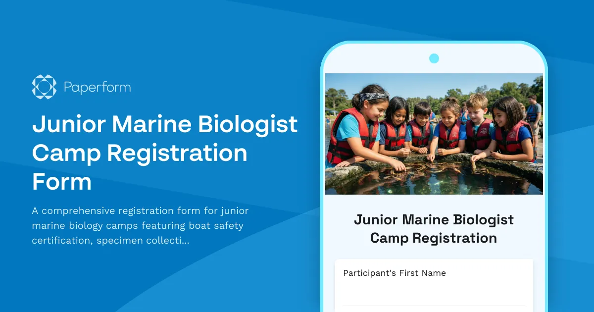 Junior Marine Biologist Camp Registration Form