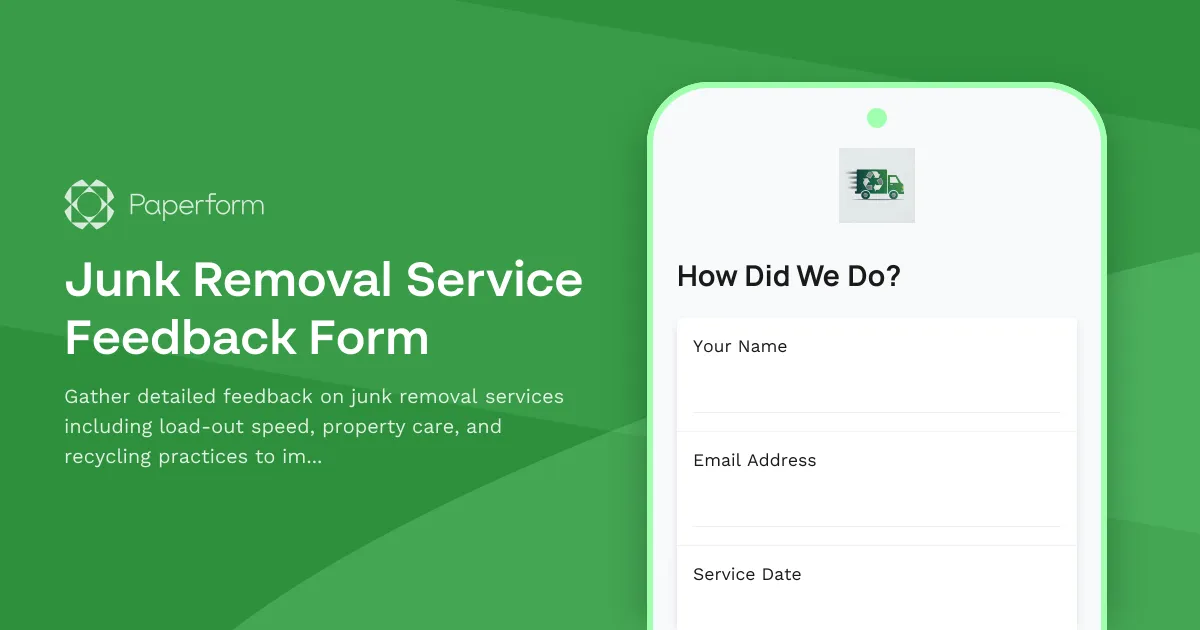 Junk Removal Service Feedback Form