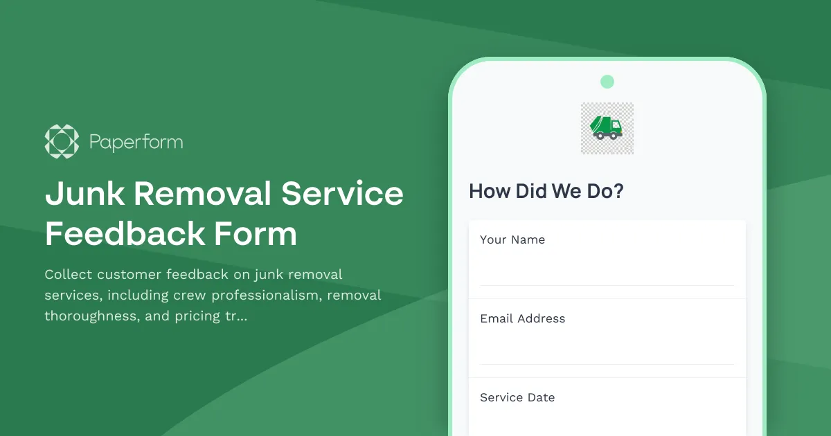 Junk Removal Service Feedback Form