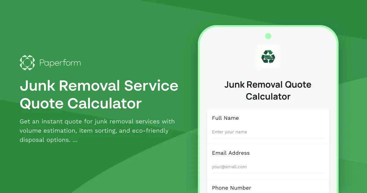 Junk Removal Service Quote Calculator