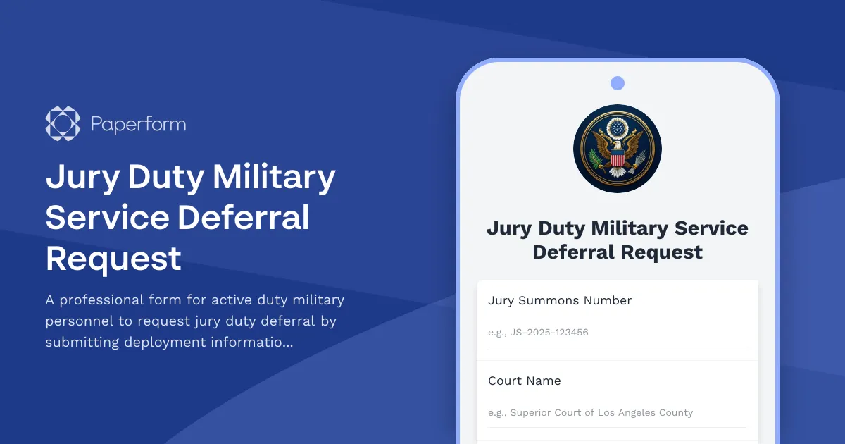 Jury Duty Military Service Deferral Request