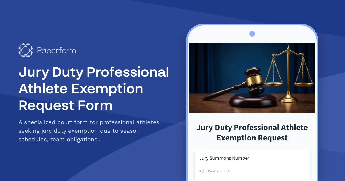 Jury Duty Professional Athlete Exemption Request Form