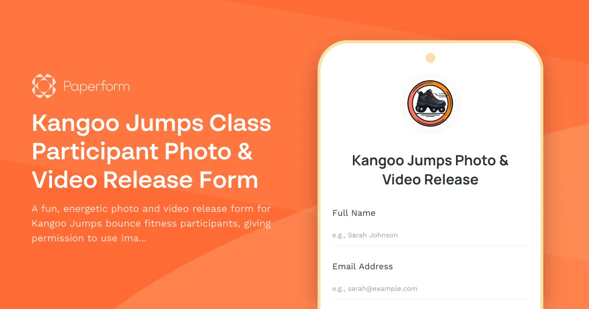 Kangoo Jumps Class Participant Photo & Video Release Form