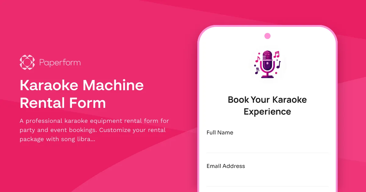 Karaoke Machine Rental Form