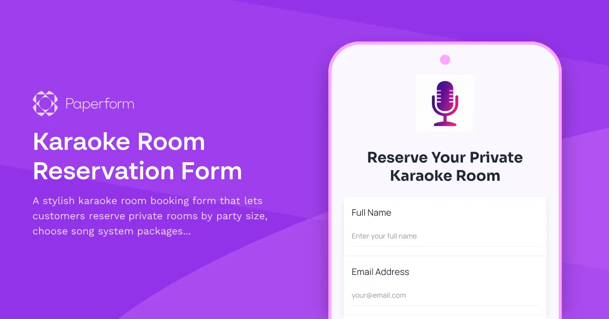 Karaoke Room Reservation Form