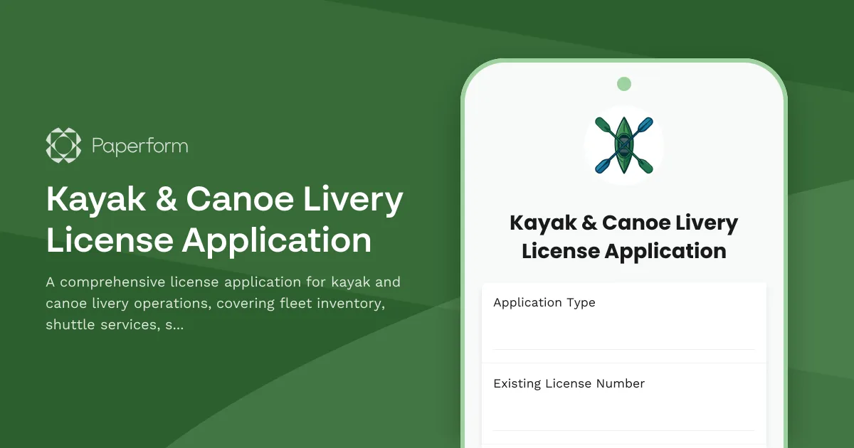 Kayak & Canoe Livery License Application