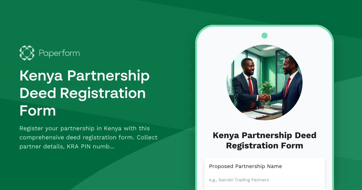 Kenya Partnership Deed Registration Form