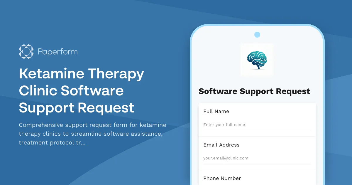 Ketamine Therapy Clinic Software Support Request