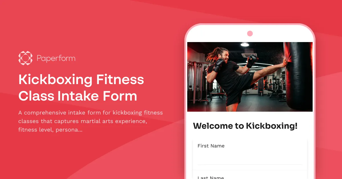 Kickboxing Fitness Class Intake Form