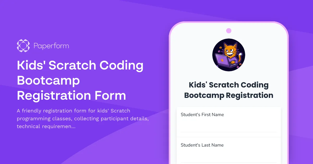 Kids' Scratch Coding Bootcamp Registration Form