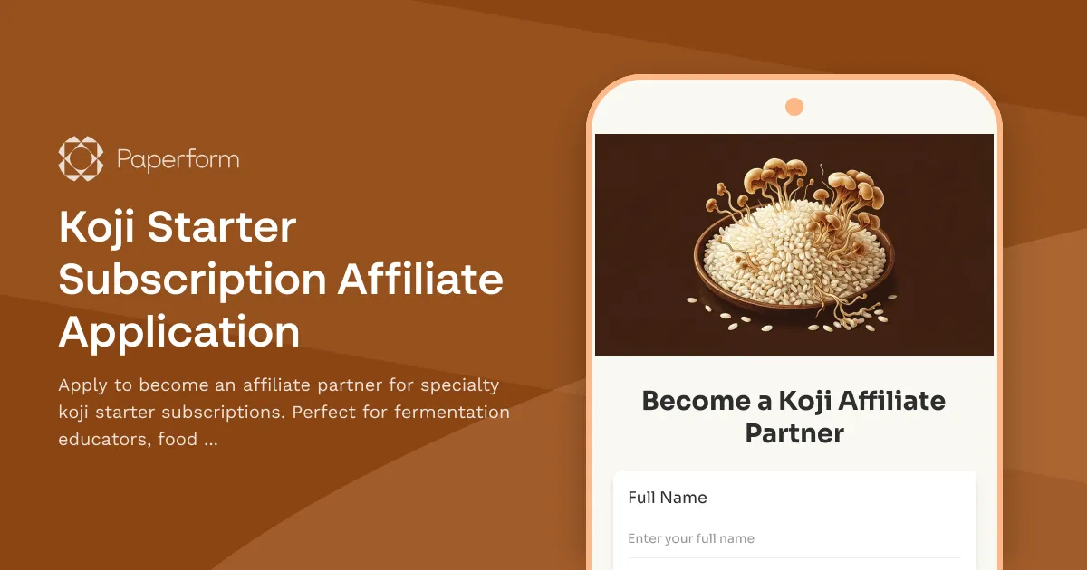 Koji Starter Subscription Affiliate Application