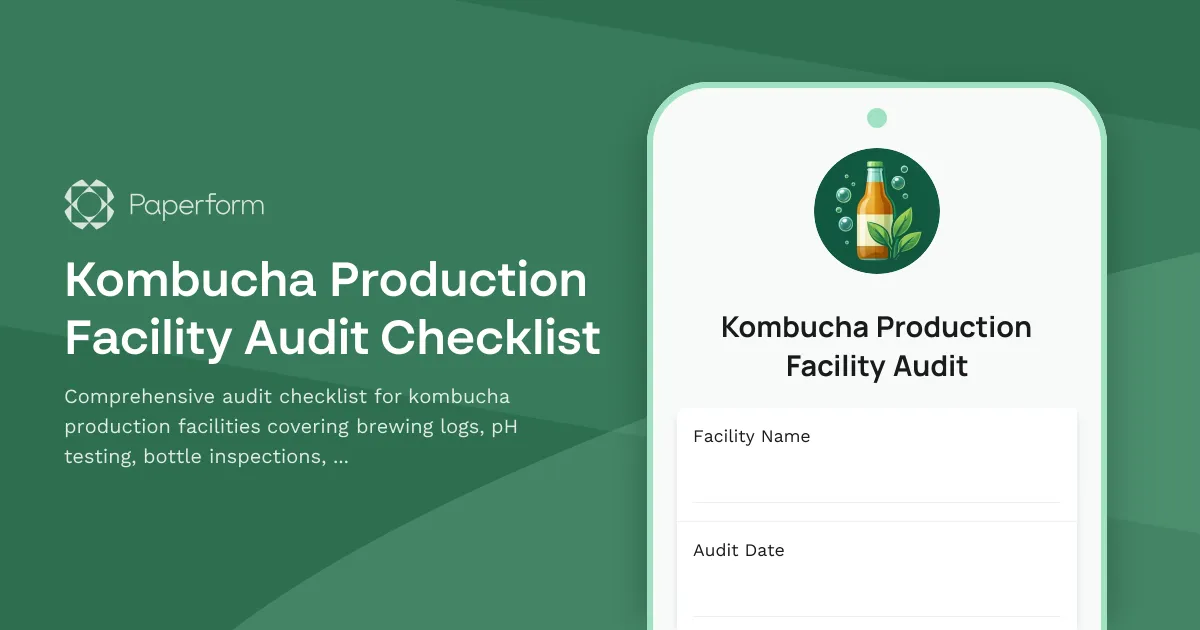 Kombucha Production Facility Audit Checklist