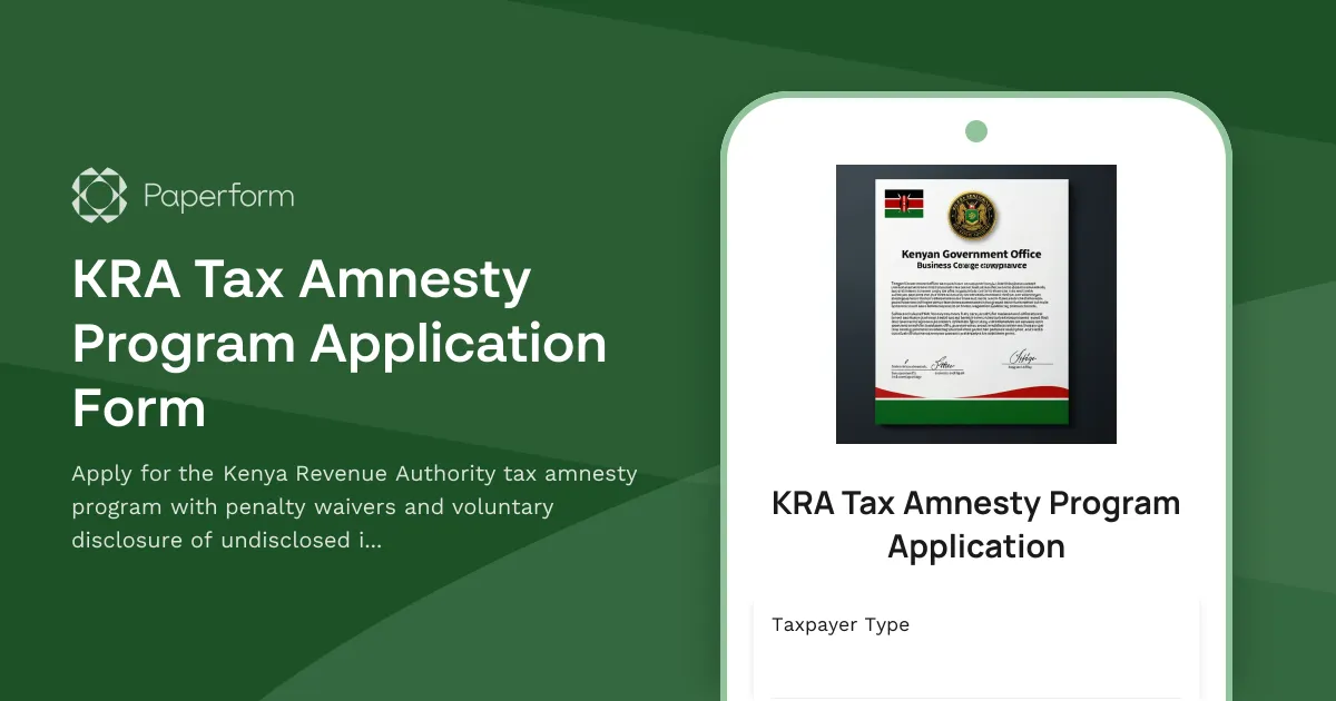 KRA Tax Amnesty Program Application Form