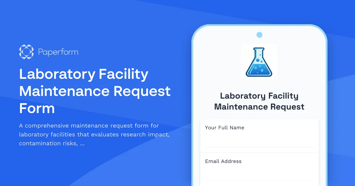 Laboratory Facility Maintenance Request Form