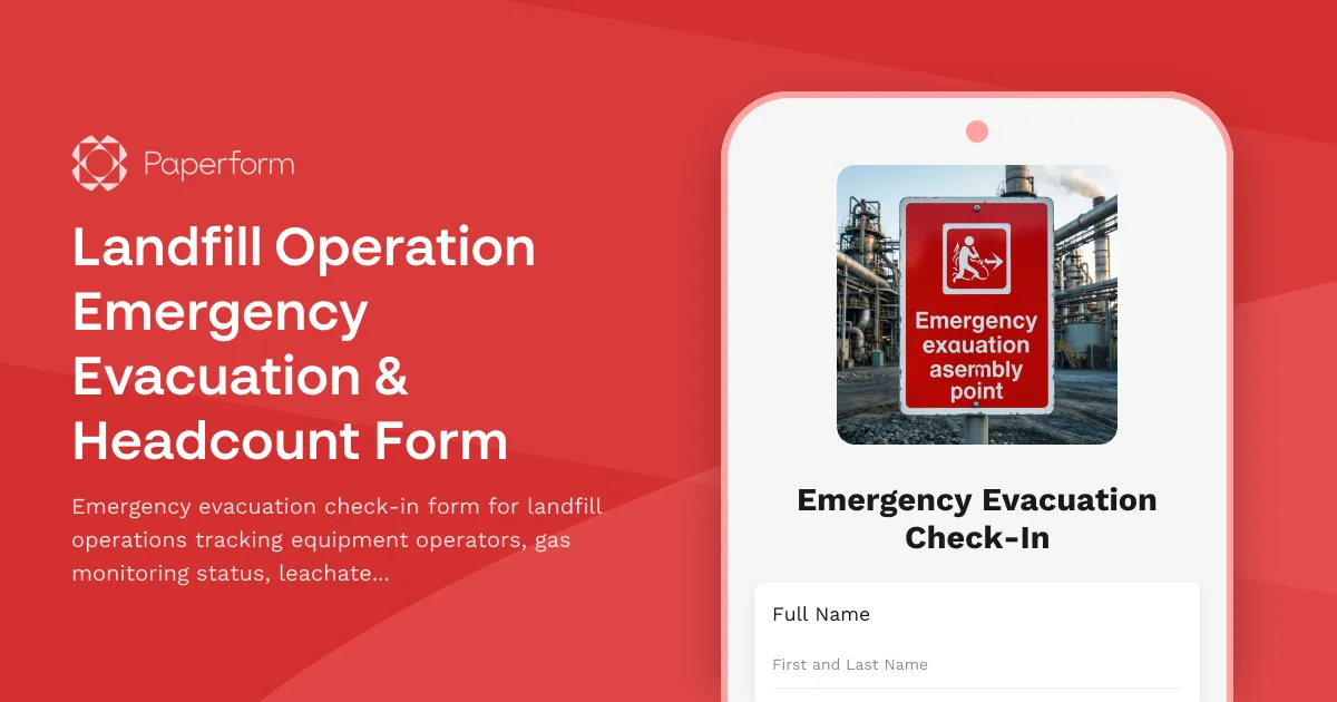 Landfill Operation Emergency Evacuation & Headcount Form