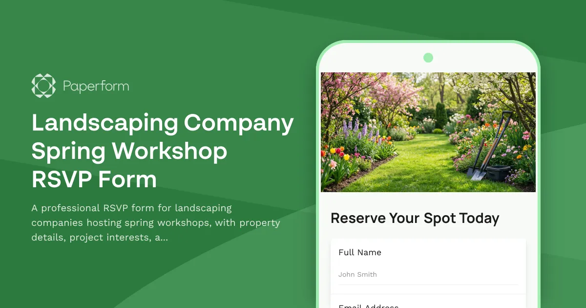 Landscaping Company Spring Workshop RSVP Form