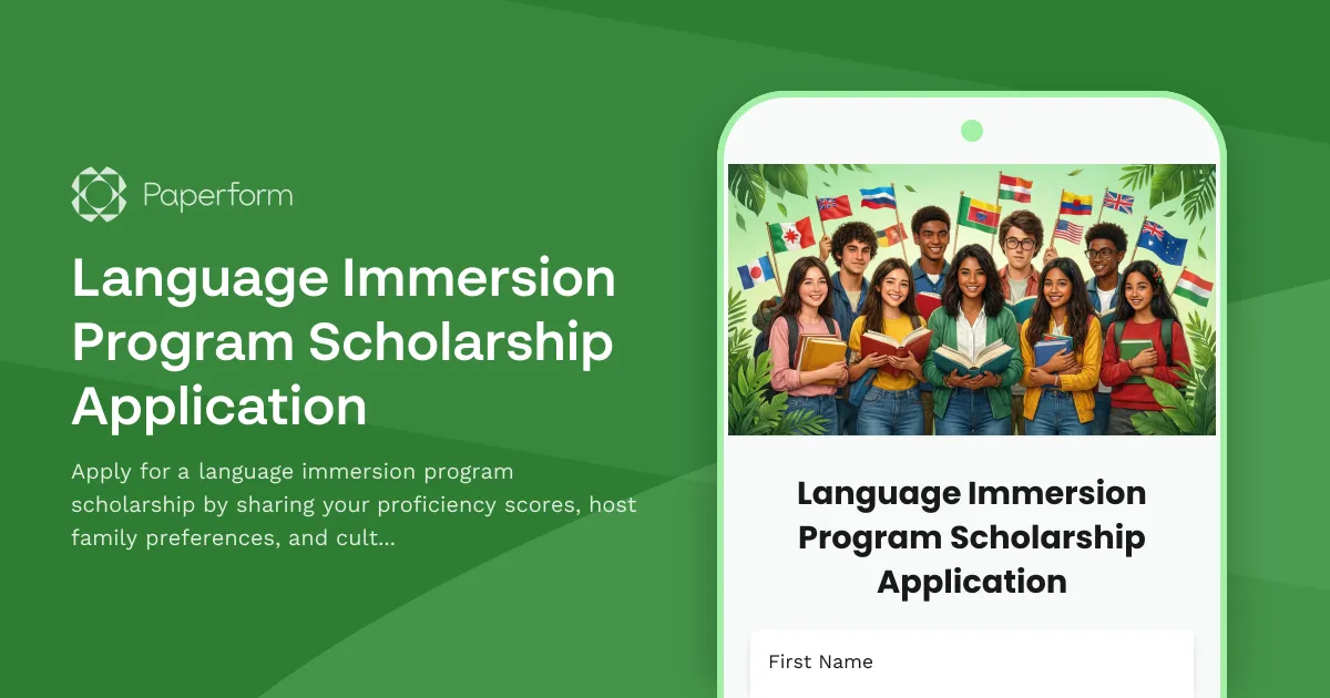 Language Immersion Program Scholarship Application
