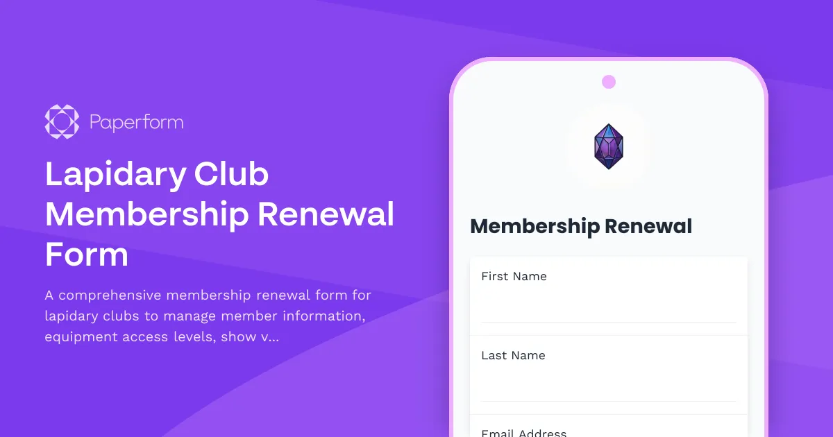 Lapidary Club Membership Renewal Form